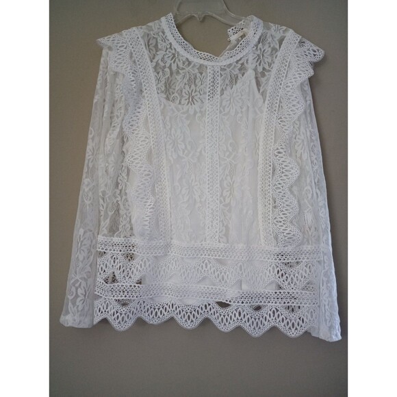 Adiva Tops - Adiva 2 PC Lace Long Sleeve with White Tank Top Size XL